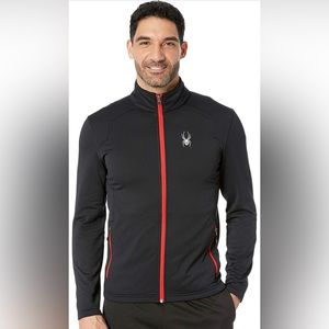 NWT Spyder Men's Chambers Full Zip Hard Face Tech Fleece Size XL (Black/Red)